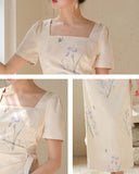 Polaris Apricot Blue Slim Fit Cheongsam Dress