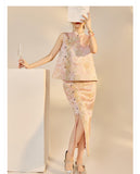 Daffodil 2-Piece Embroidered Jacquard Cheongsam Set