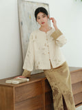 Sovereign Crabapple Brown Jacquard Cheongsam Top