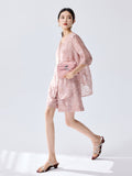 Rosalinda 2-Piece Nude Pink Chiffon Cheongsam Set