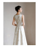 Aldebaran Soft Apricot Jacquard Cheongsam Dress
