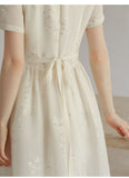 Splendor Mist Apricot Sequin Embroidered Cheongsam Dress