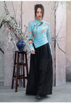 Adeline Blue Floral Print Cheongsam Top