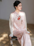 Liora Light Pink Embossed Floral Cheongsam Vest