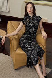 Poinsettia Sumptuous Slim Fit Elegant Cheongsam Qipao Dress