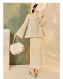 Clarice Light Gray Embellished Cheongsam Coat