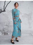 Allure Blue Tassel Frog-Buttons Cheongsam Dress