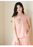 Sana 2-Piece Peach Chiffon Cheongsam Top