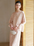 Sage Jubilant Gradient Jacquard Cheongsam Top Loose Fit Qipao