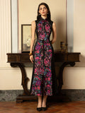 Belladonna Black Floral Jacquard Cheongsam Dress