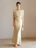 Rhodonite Cloud Silk Yellow Cheongsam Dress