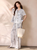 Seraphina 2-Piece Silver Gray Vest Pants Set Cheongsam