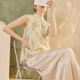 Delphine 2-Piece Embroidered Vest Cheongsam Set