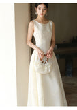 Valencia Foggy Apricot Sequin Embroidered Cheongsam Dress