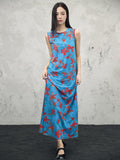 Persephone Blue Color-Block Cheongsam Dress