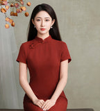 Lavinia Pristine Vermilion Elegant Cheongsam Qipao Dress