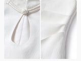 Coral Crystalline Frog Buttons Elegant Cheongsam Qipao Dress