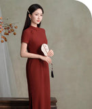 Lavinia Pristine Vermilion Elegant Cheongsam Qipao Dress