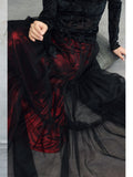 Peridot Black Red Layered Cheongsam Skirt
