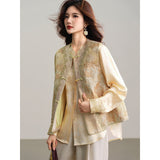 Viviana Apricot Yellow Beaded Embroidered Cheongsam Vest