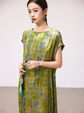 Twilight Light Leaf Green Cheongsam Dress