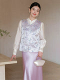 Svetlana Crabapple Purple Jacquard Cheongsam Vest