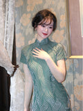 Throne Lake Light Dance Velvet Cheongsam Dress