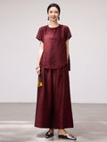 Aurelia 2-Piece Navy Wine Wide-Leg Cheongsam Set