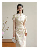 Ines Lotus Pink Jacquard Cheongsam Dress