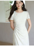 Patrician Moon White Lace Embroidery Cheongsam Dress