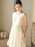 Kaia Cloud Apricot Slim-Fit Cheongsam Dress