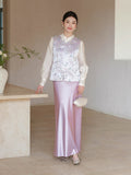 Svetlana Crabapple Purple Jacquard Cheongsam Vest