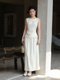 Paulina 2-Piece Fog White Jacquard Cheongsam Top