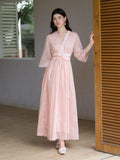 Rigel Soft Pink Crossover Cheongsam Dress