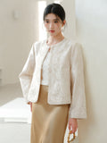 Crown Apricot Yellow Embroidered Cheongsam Coat