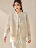 Sebastiana Beige Embroidered Vest Coat Cheongsam