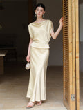 Thea 2-Piece Champagne Gold Satin Cheongsam Top
