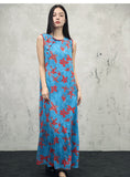 Persephone Blue Color-Block Cheongsam Dress