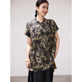 Delilah Black Floral Satin Cheongsam Top