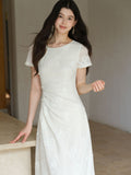 Patrician Moon White Lace Embroidery Cheongsam Dress