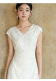 Naya Frost Apricot Embroidered Cheongsam Dress