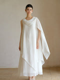Viviana Wind White Ramie Cheongsam Dress