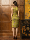 Nadine Ginger Yellow Floral Print Cheongsam