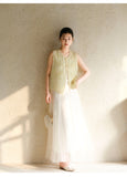 Primrose Mist Yellow Silk Cheongsam Vest