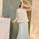 Poppy 2-Piece Embroidered Vest Cheongsam Set