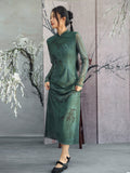 Giselle Green Stretch Knit Cheongsam Dress