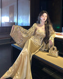 Thea Grand Gilded Bead Embroidered Cheongsam Qipao Two-Piece Set