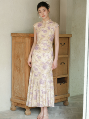 Shine Purple Mist Jacquard Cheongsam Dress