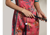 Celebrated Red Jacquard High-Slit Cheongsam