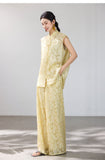 Elisabetta Light Yellow Floral Cheongsam Top